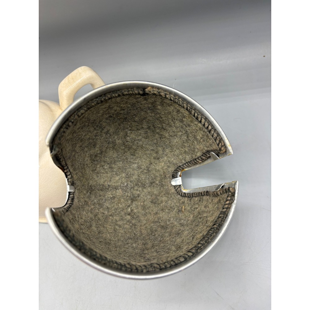 Vtg Ceramic Teapot Aluminum Cozy Covered Single Serve Small - Picture 3 of 8